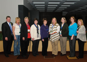 Pictured:  Jon Riewer, Aging Services Board Chair; Gail Ochsendorf, JMHS Activities Director; Nancy St. Sauver, LQPHN program coordinator; Deb Sather, JMHS MDS Coordinator; Julie Turnberg, JMHS Director of Older Adult Services; Sara West, JMHS Rehab Nurse; Judy Dahl, JMHS Assistant DON;  Jodi Speicher, Aging Services Awards & Recognition Committee Chair and Gayle Kvenvold, President & CEO of Aging Services. 