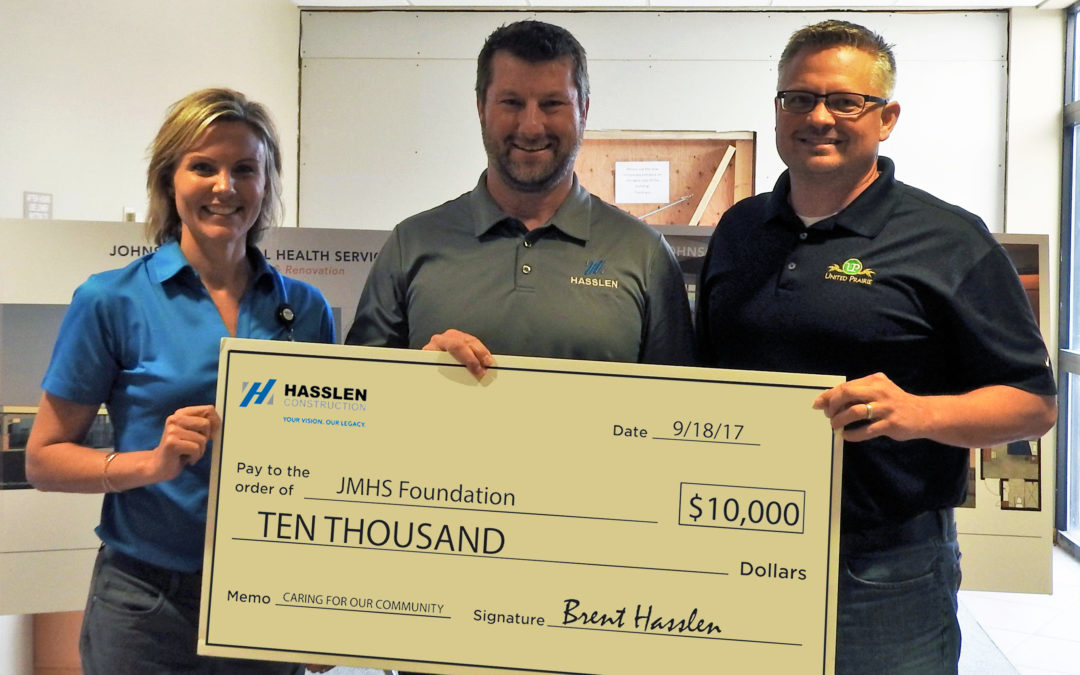 Hasslen Construction Company donates $10,000 to JMHS Foundation